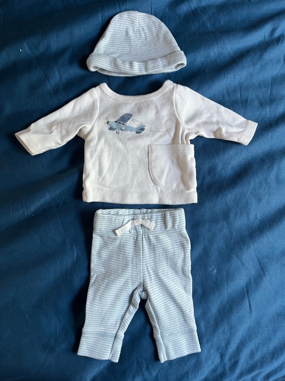 Carters Boy Preemie Outfit 3 Piece with Airplane Motif